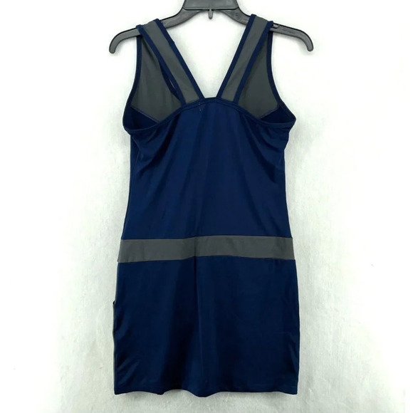 Aero Dynamic Athletic Dress Womens Sz L Blue Colorblock Scoop Neck Front Pockets - Picture 2 of 11